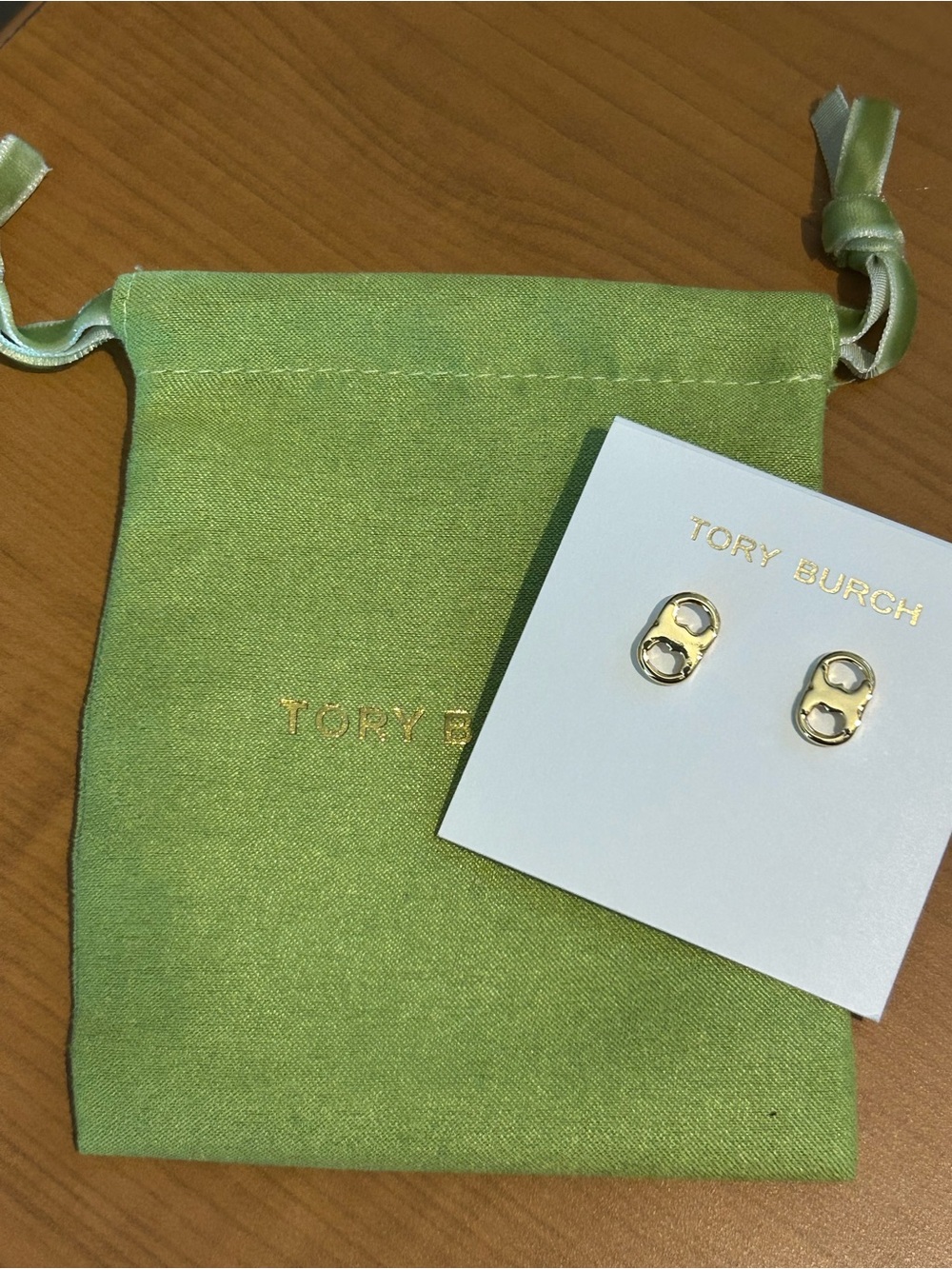 Tory Burch Gold Gemini Link Stud Earrings - Picture 2 of 2